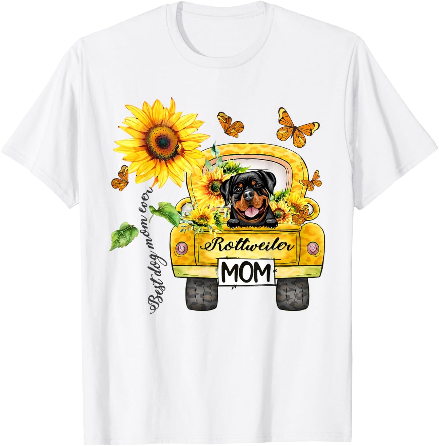 Rottweiler Mom Sunflower Best Dog Mom Ever Mother's Day Men Women Kids T-Shirt - T-Shirt | White