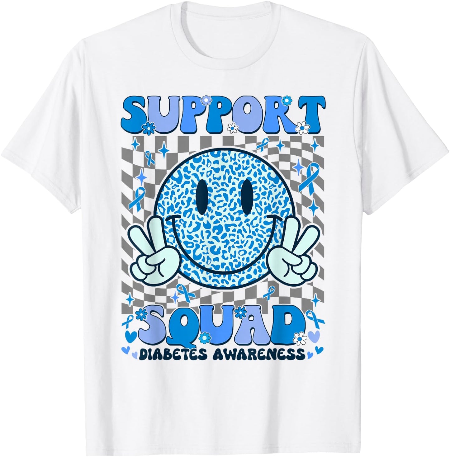 Support Squad Diabetes Awareness Shirt Blue Smile T1D Type 1 T-Shirt - T-Shirt | White