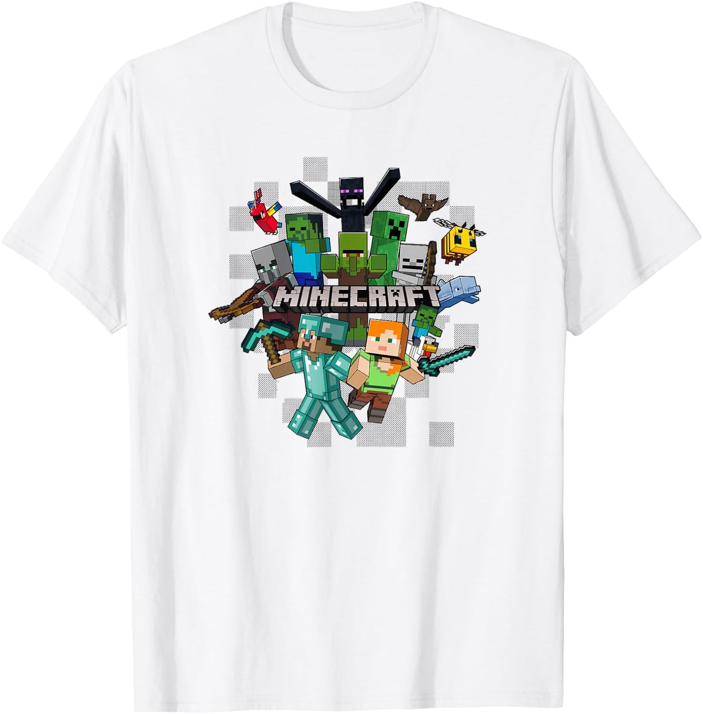 Minecraft Character Cluster Logo T-Shirt - T-Shirt | White