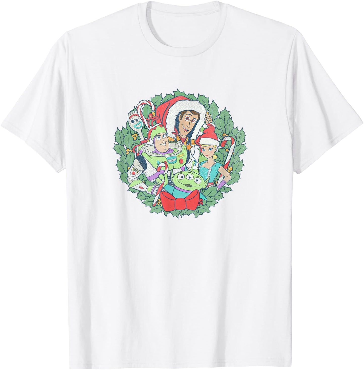 Disney Pixar Christmas Toy Story Group Shot Wreath T-Shirt - T-Shirt | White