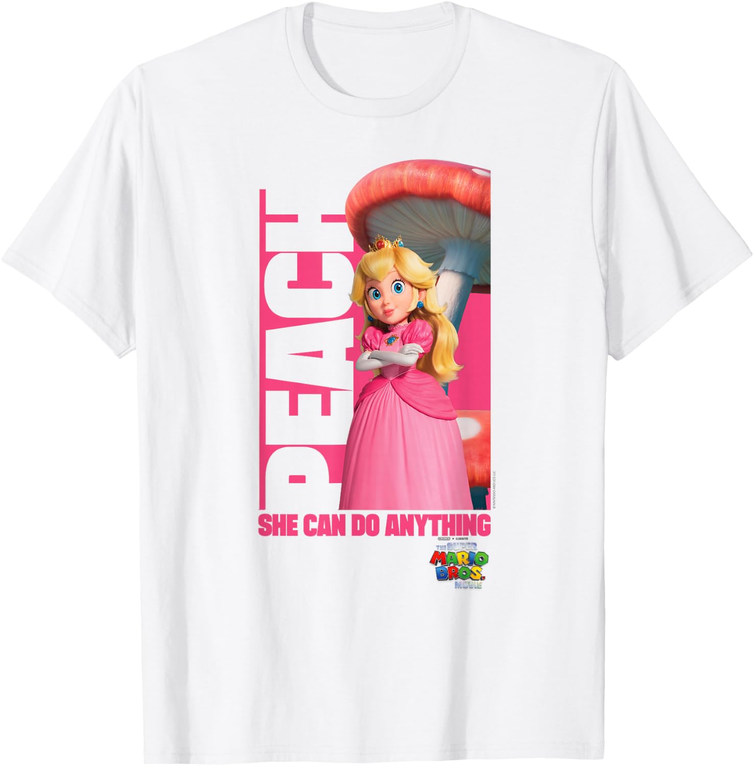 The Super Mario Bros. Movie She Can Do Anything Peach Poster , White T-Shirt - T-Shirt | White