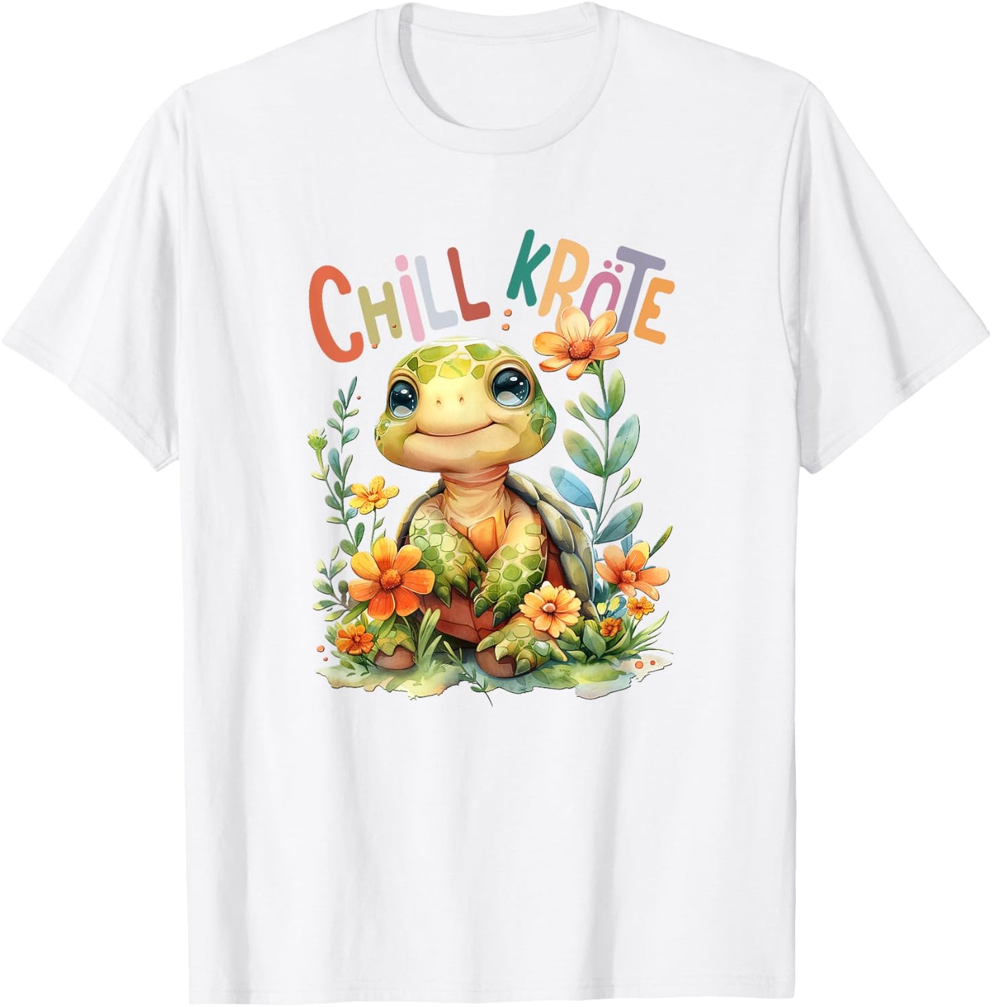 Baby Turtle with Flowers Cute Toad Girl Chill Toad , White T-Shirt - T-Shirt | White