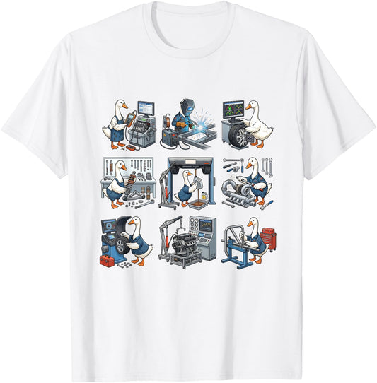 Silly Goose Mechanic Shirt Funny Car Repair Auto Technician T-Shirt - T-Shirt | White