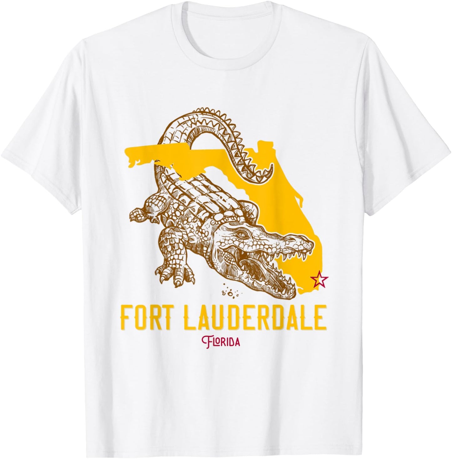 Fort Lauderdale Florida FL Aligator Vacation Surf Sunset T-Shirt - T-Shirt | White