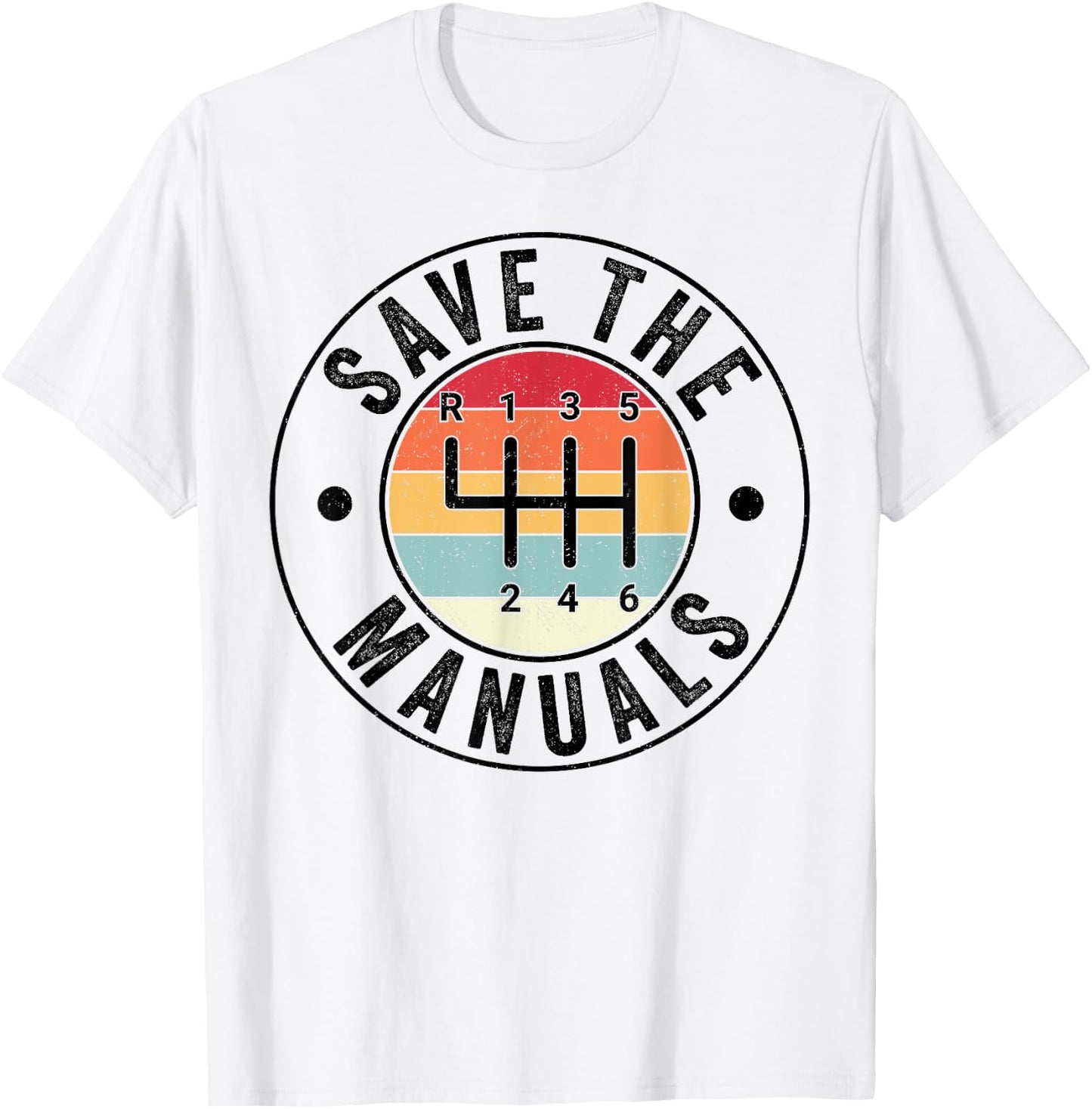 Save The Manuals 6-Gang-Schaltgetriebe, drei Pedale T-Shirt - T-Shirt | White