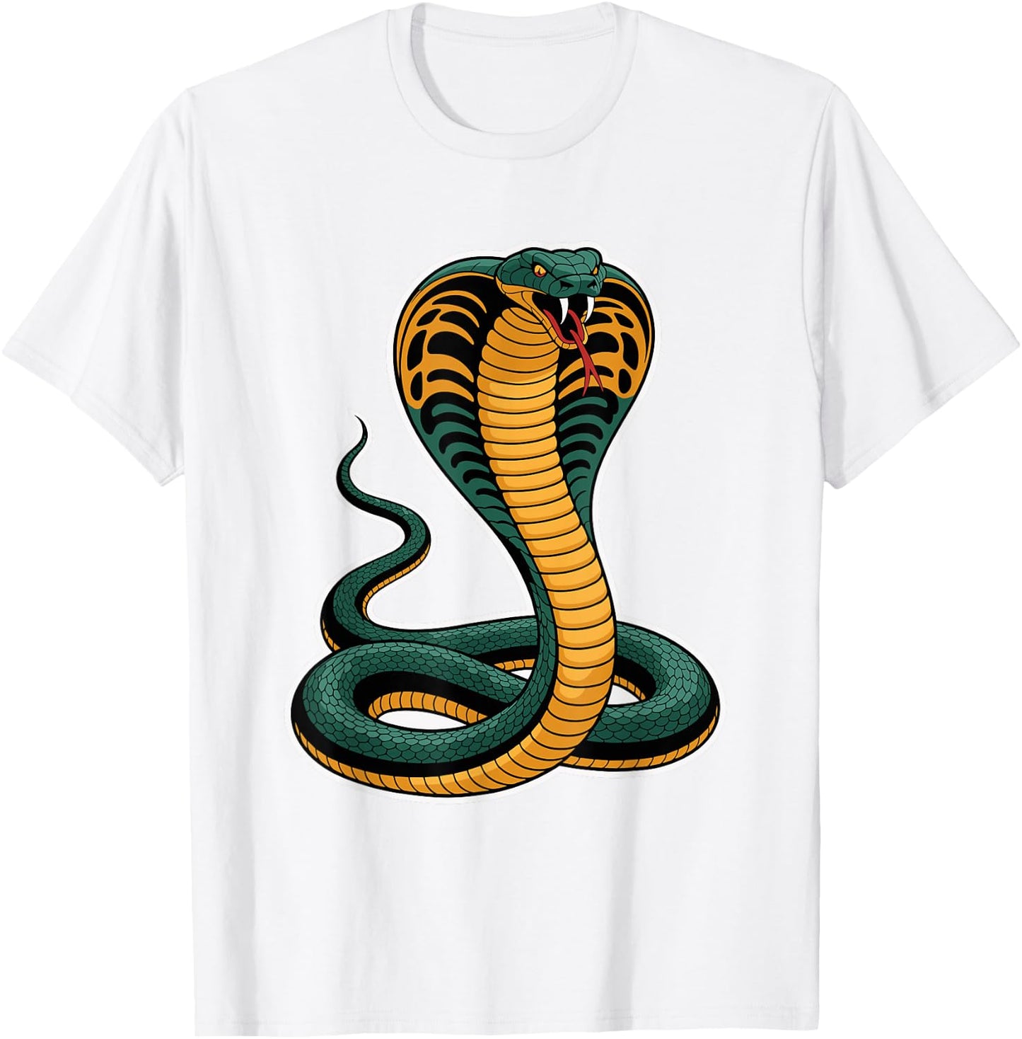 Fierce Cobra Snake Tattoo Style Red Orange Gradient T-Shirt - T-Shirt | White