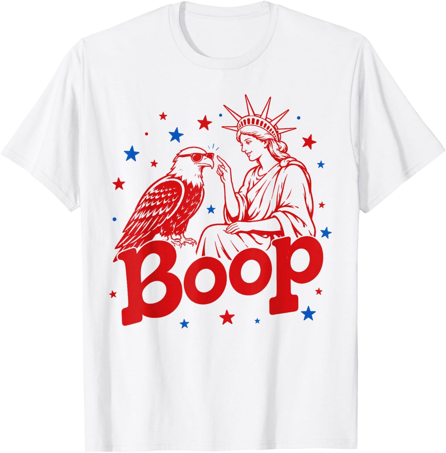Boop Vintage Girl and Eagle Funny Patriotic Retro Art T-Shirt - T-Shirt | White