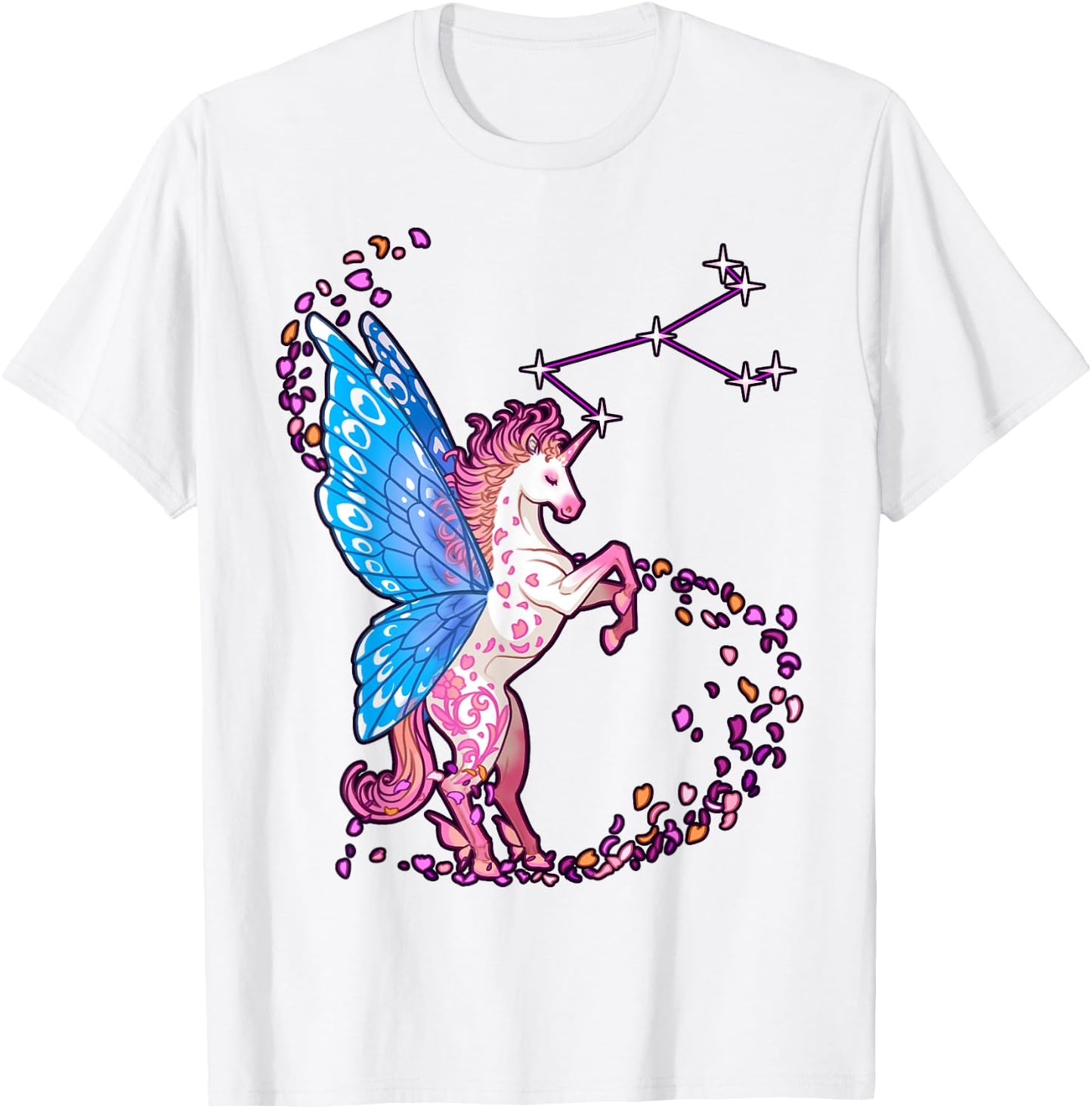Fairy winged unicorn constellation Fantasy Anime style T-Shirt - T-Shirt | White