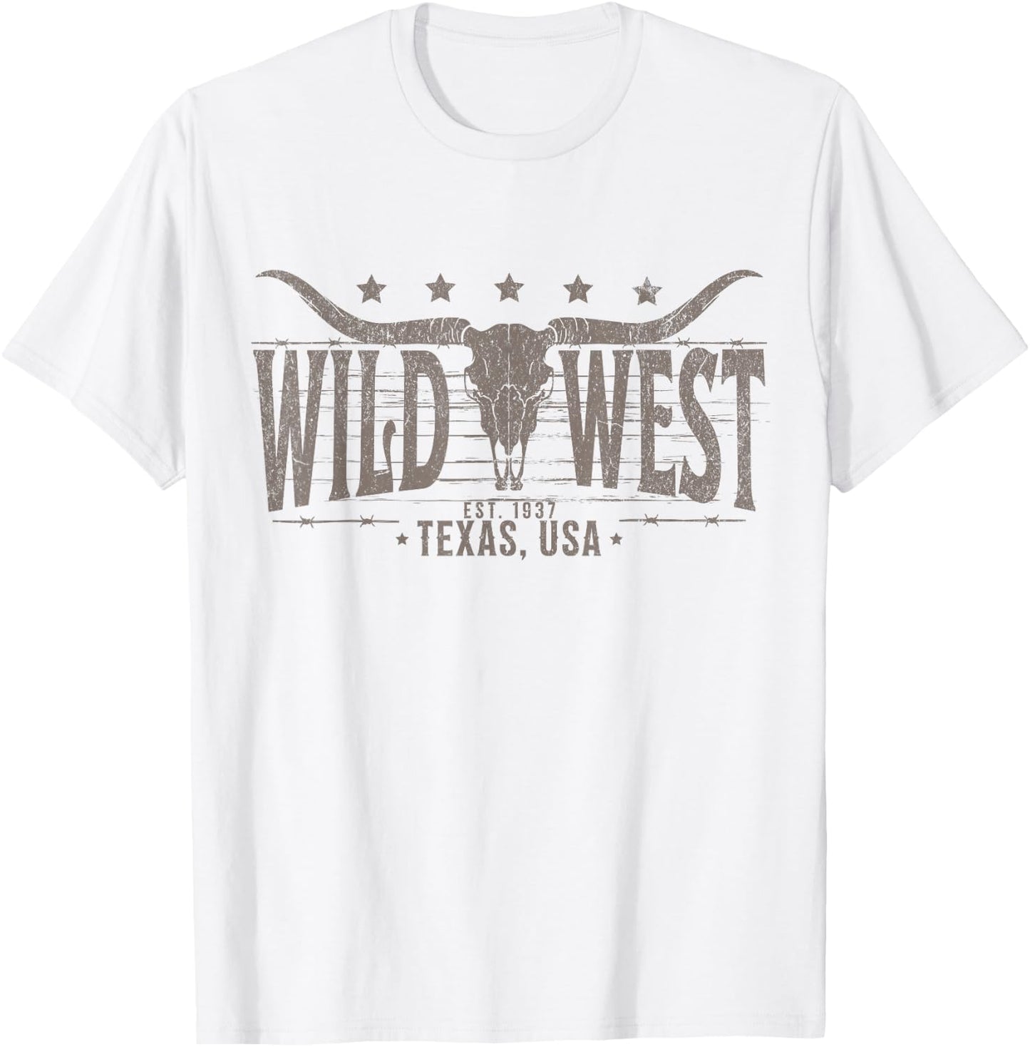 Cow Bull Skull Skull Western Country Music Trip T-Shirt - T-Shirt | White