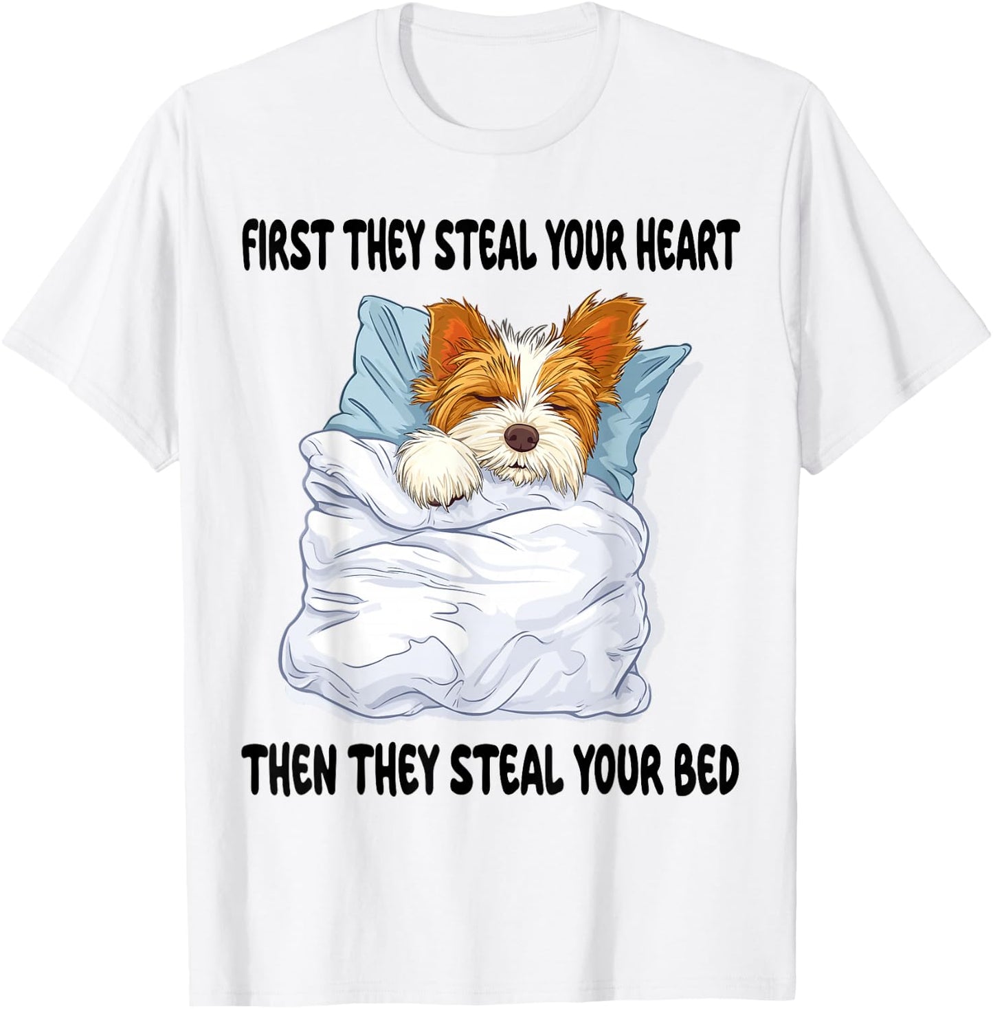 Biewer Terrier Sleeping Pajamas Nightgown T-Shirt - T-Shirt | White