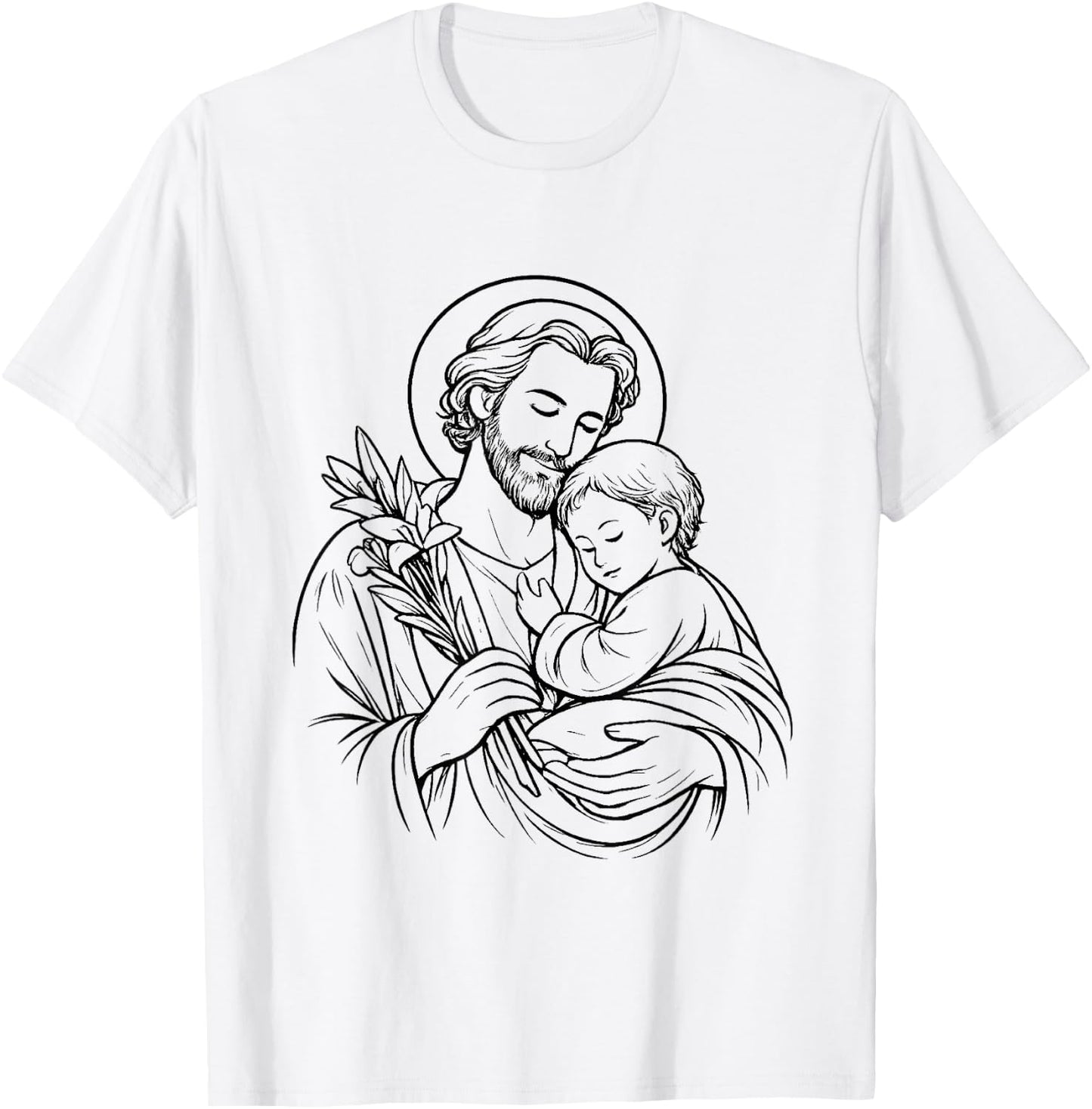 Motif Saint Joseph Catholique Fête des Pères T-Shirt - T-Shirt | White