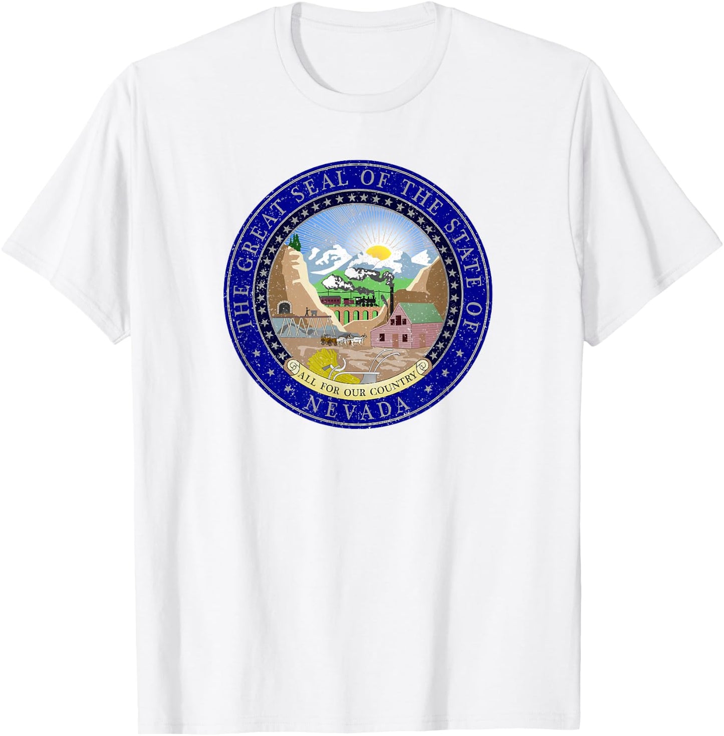 Nevada State Seal Flag Symbol T-Shirt - T-Shirt | White