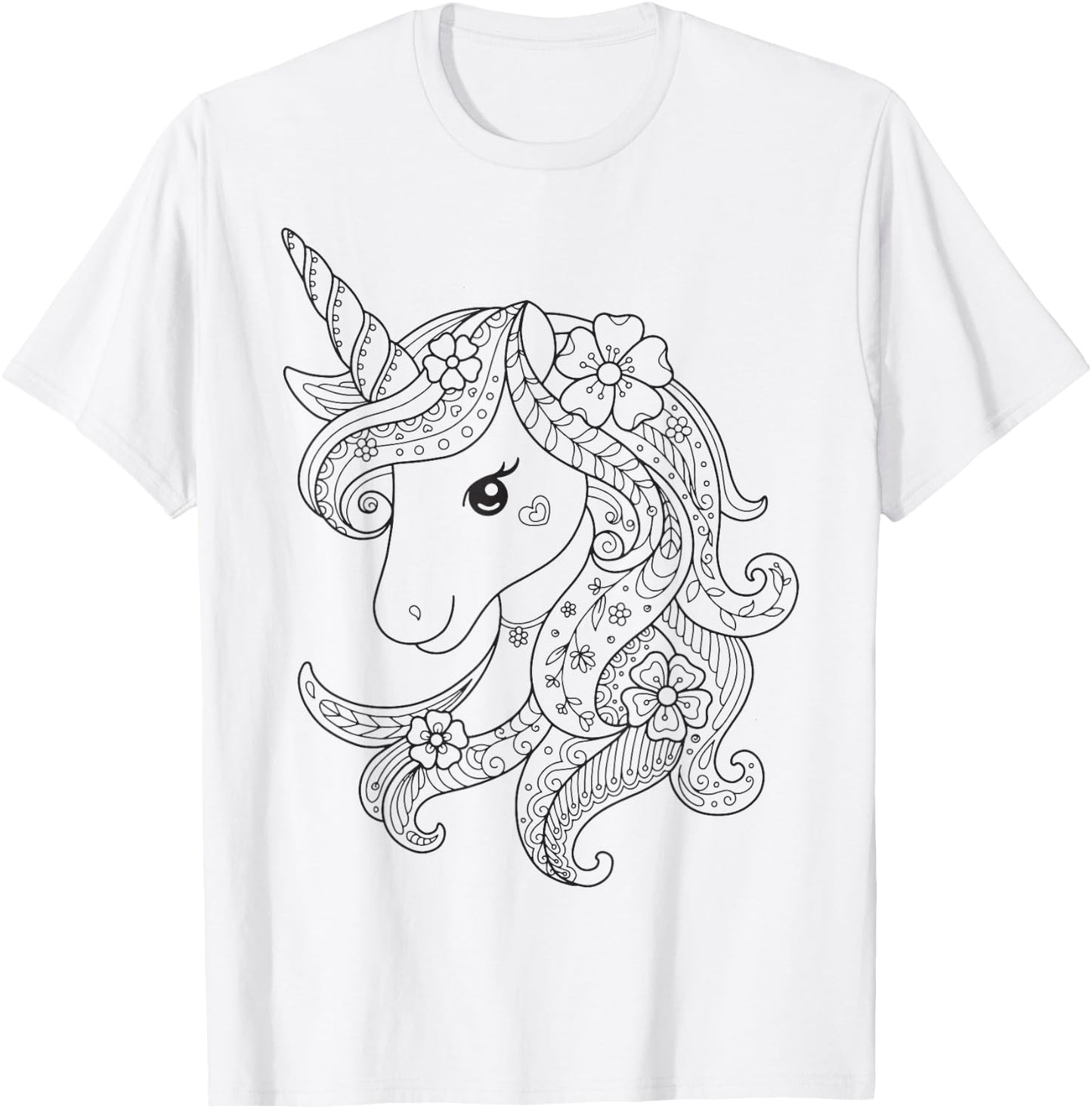 Cute Unicorn to Paint & Colour for Kids , White T-Shirt - T-Shirt | White
