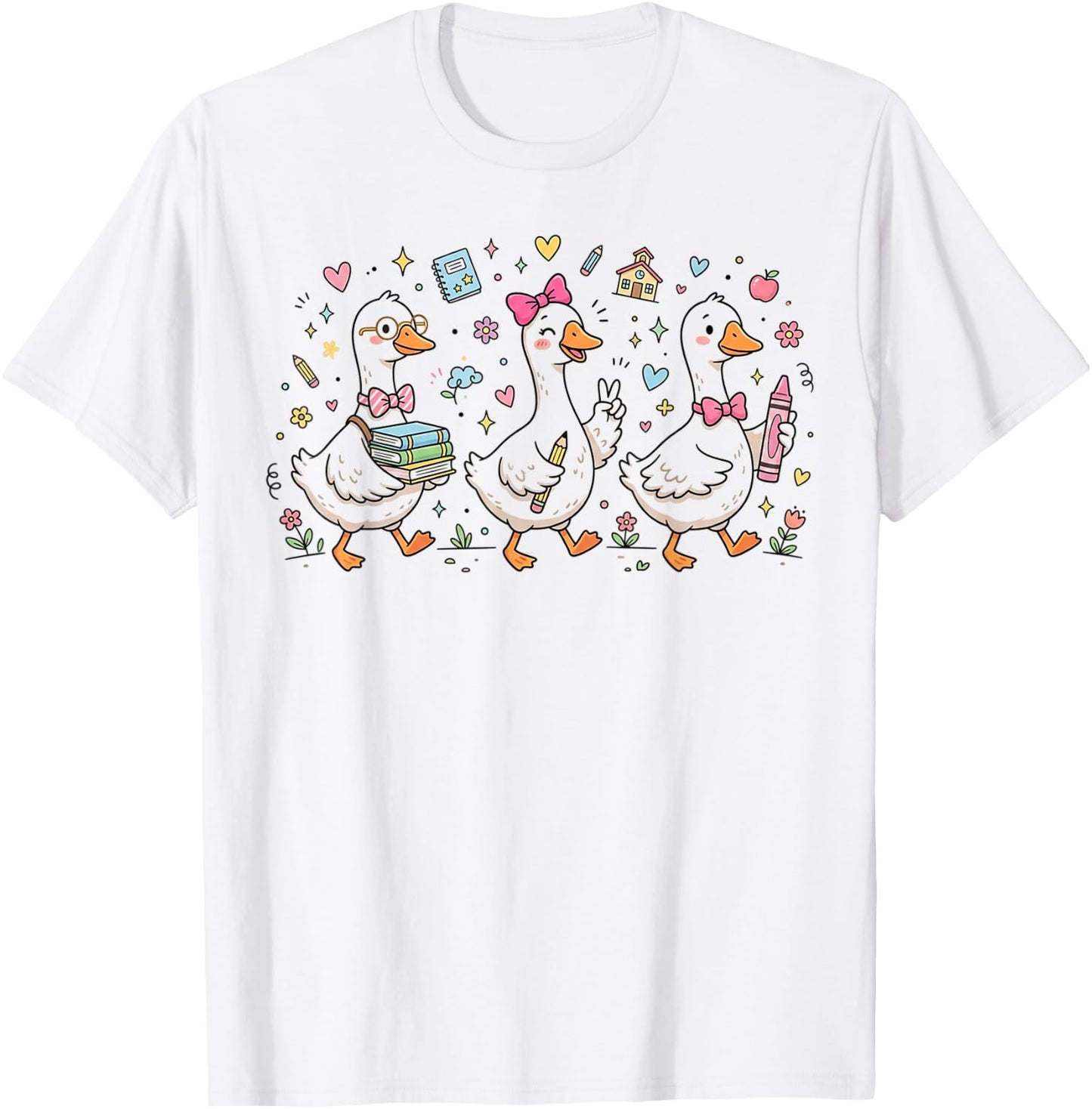 Kindergarten 1st Grade Goose Back to School Girls T-Shirt - T-Shirt | White
