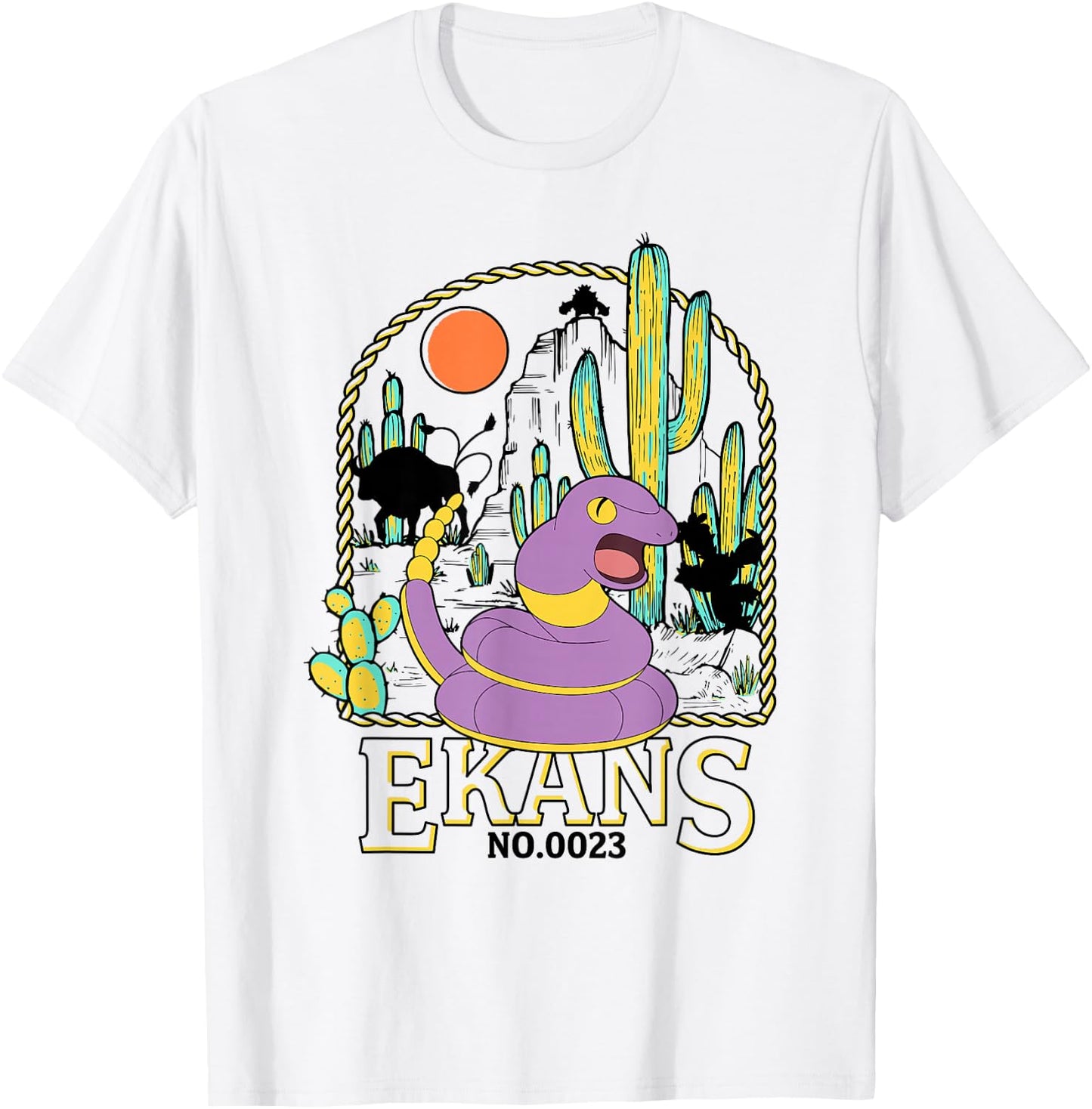 Pokémon Ekans No. 0023 Desert Sun Lasso Frame Portrait T-Shirt - T-Shirt | White