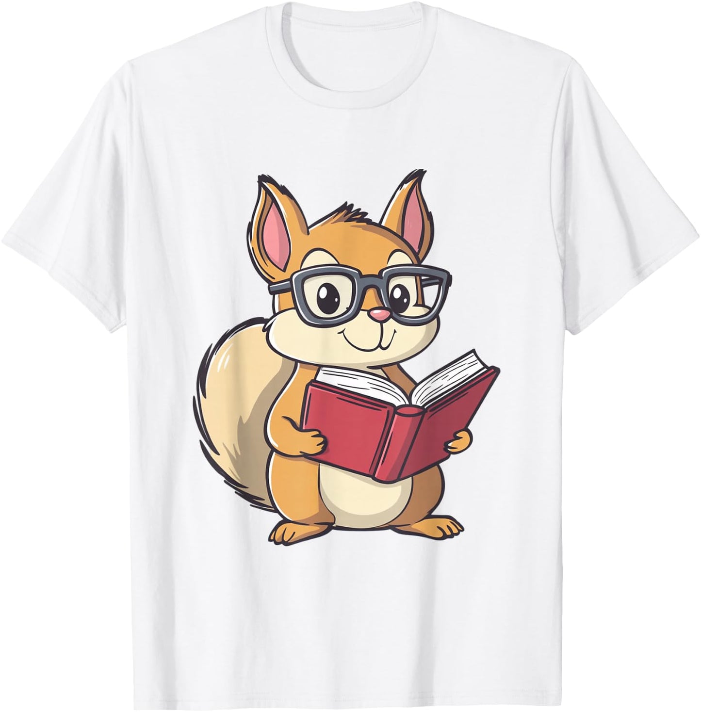 Squirrel Reading Book for Boys Girls Kids Bookworm T-Shirt - T-Shirt | White