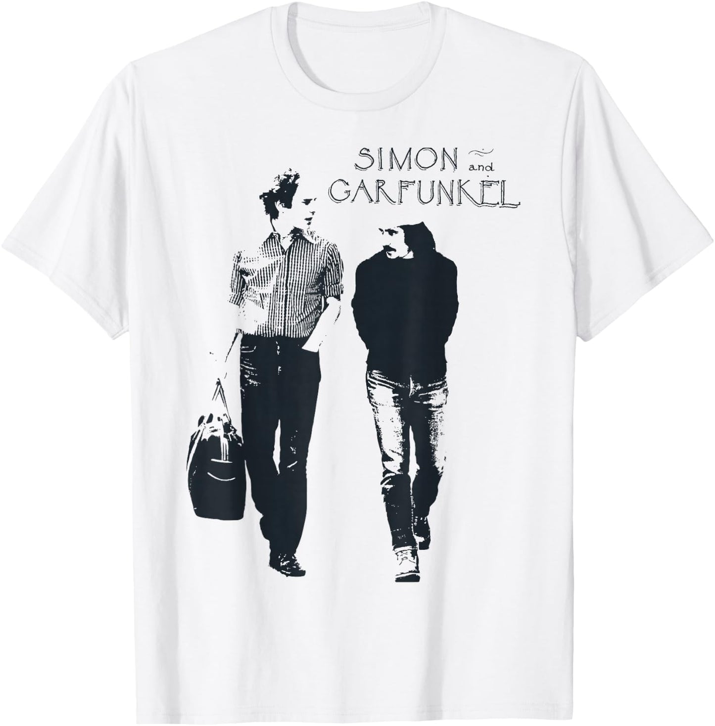 Control Industry - Simon & Garfunkel , Erwachsene & Kinder, Weiß, S, Kurzarm, Cartoon, Klassisch, Schnelltrocknend, Crew-Ausschnitt, Small T-Shirt - T-Shirt | White