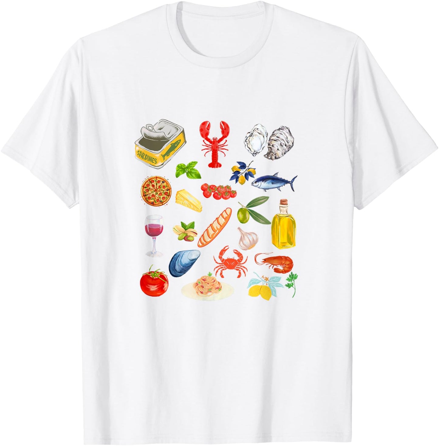 Italian summer Sardines tinned fish Fisherman aesthetic T-Shirt - T-Shirt | White