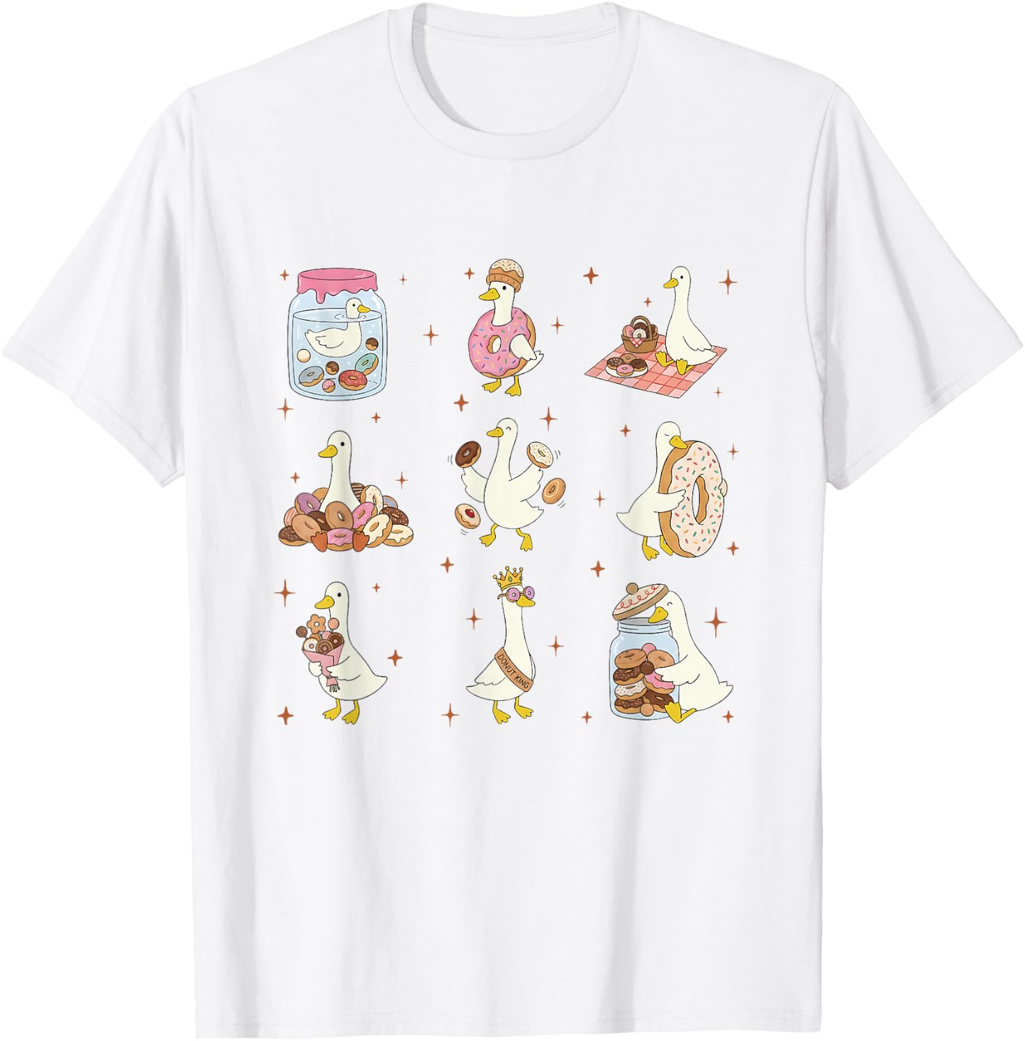 Women Donut Lover Silly Goose Party Donuts Bakery Lover T-Shirt - T-Shirt | White