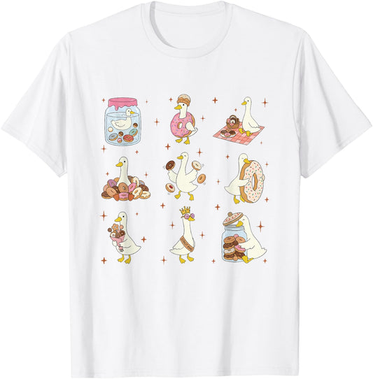 Women Donut Lover Silly Goose Party Donuts Bakery Lover T-Shirt - T-Shirt | White