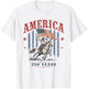 Retro Preppy Stripes America Cowboy Rodeo 250 Years US Flag T-Shirt - T-Shirt | White
