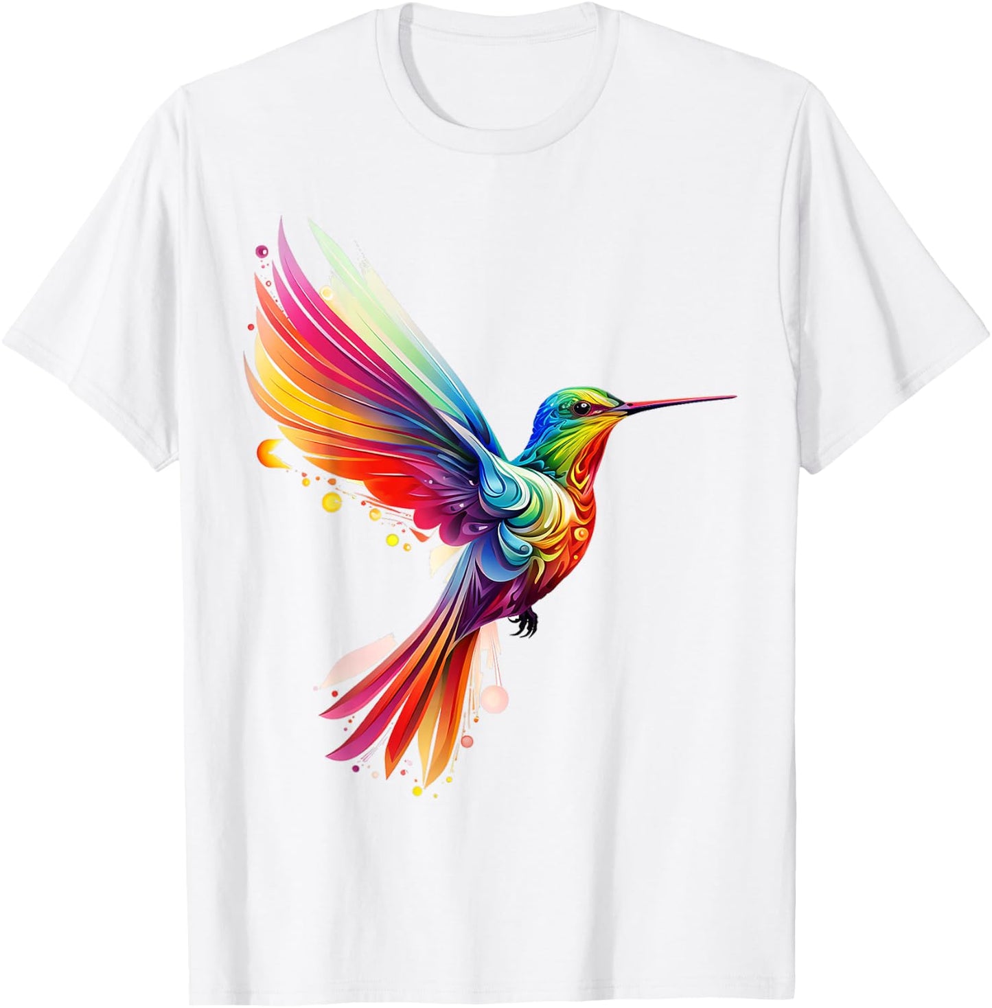 Hummingbird Animal Fantasy Zoo Colorful Abstract Hummingbird T-Shirt - T-Shirt | White