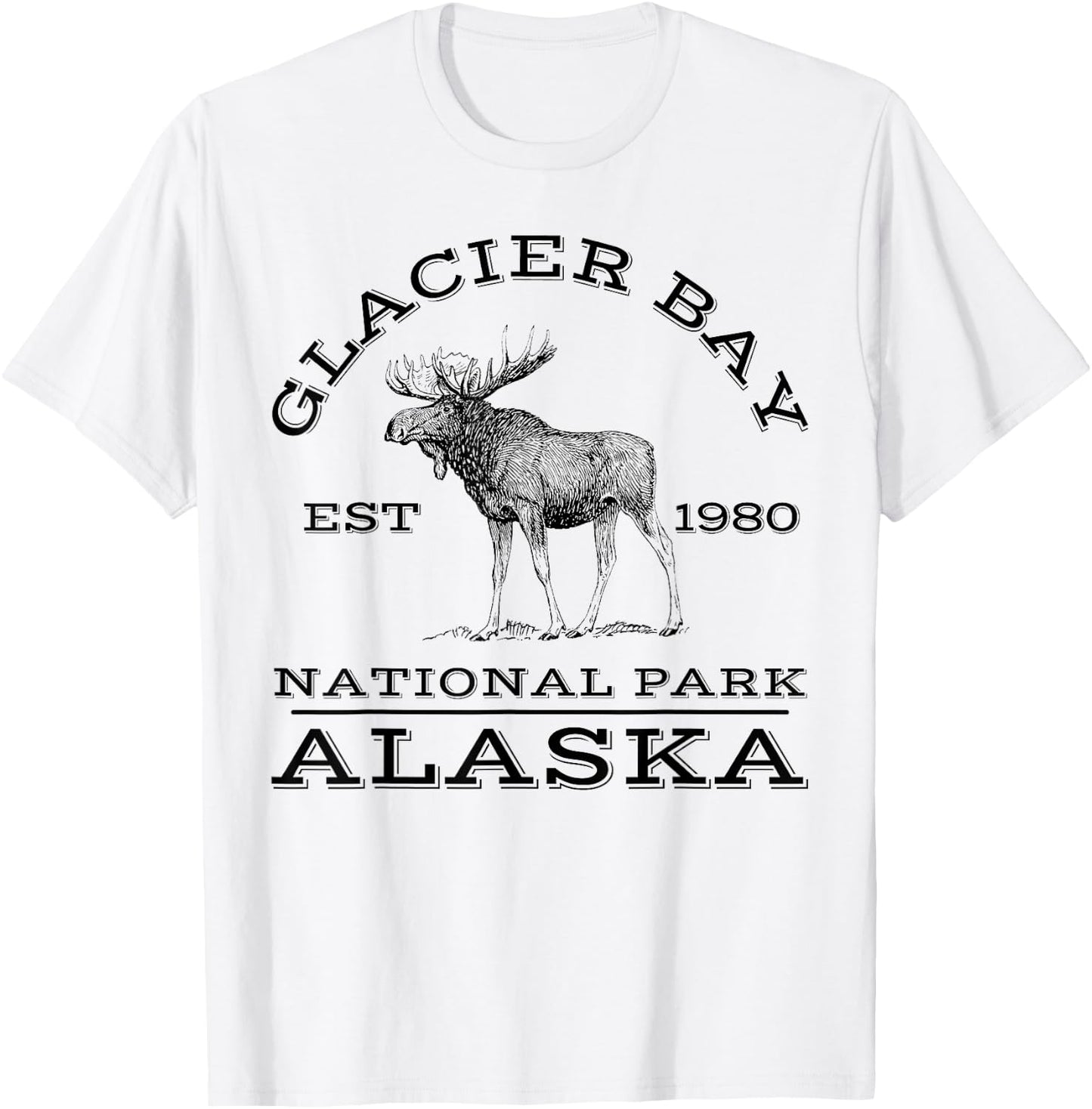 Glacier Bay National Park Alaska Moose Hiking Outdoors T-Shirt - T-Shirt | White