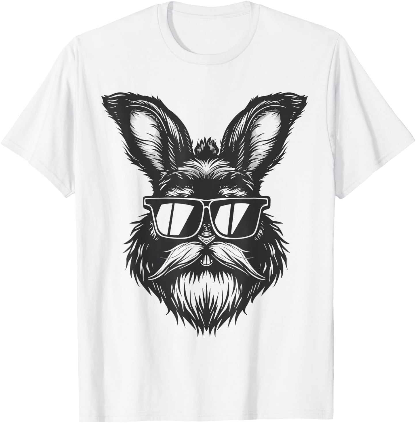 Beard Bunny Face With Sunglasses Easter Day 2024 Men Boy Kid T-Shirt - T-Shirt | White