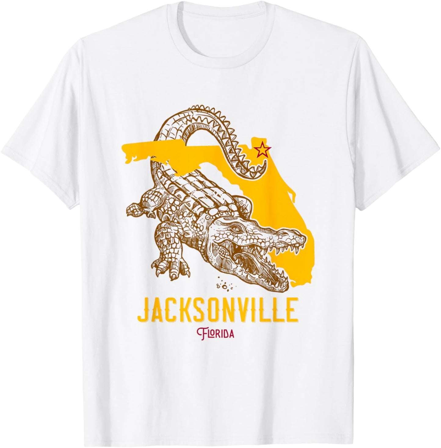 Jacksonville Florida FL Aligator Vacation Surf Sunset T-Shirt - T-Shirt | White