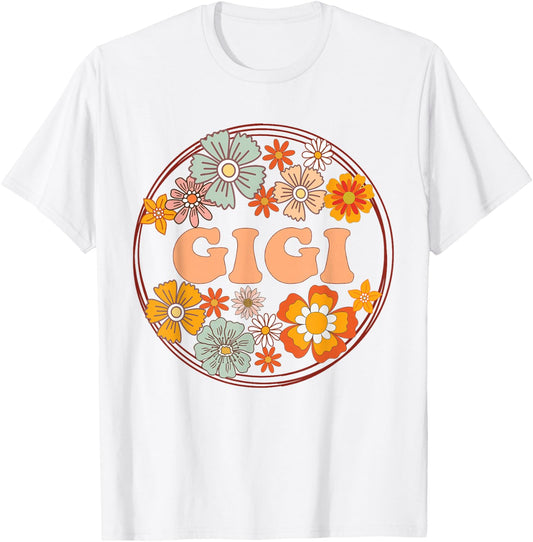 Groovy Gigi Retro Flowers Women Mother's Day Grandma T-Shirt - T-Shirt | White