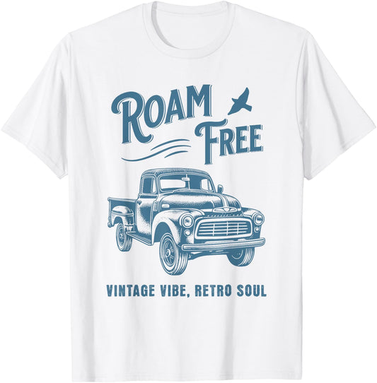 Vintage Pickup Truck Pick Up V8 Retro Style Classic Car T-Shirt - T-Shirt | White