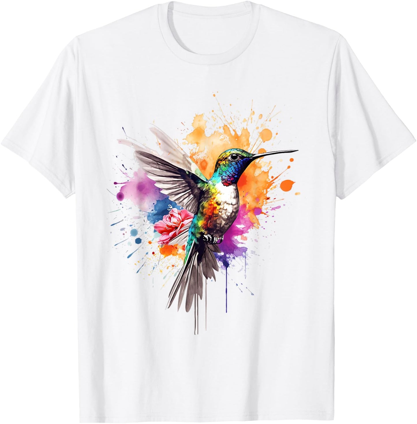 Hummingbird Animal Zoo Colourful Hummingbird , White T-Shirt - T-Shirt | White