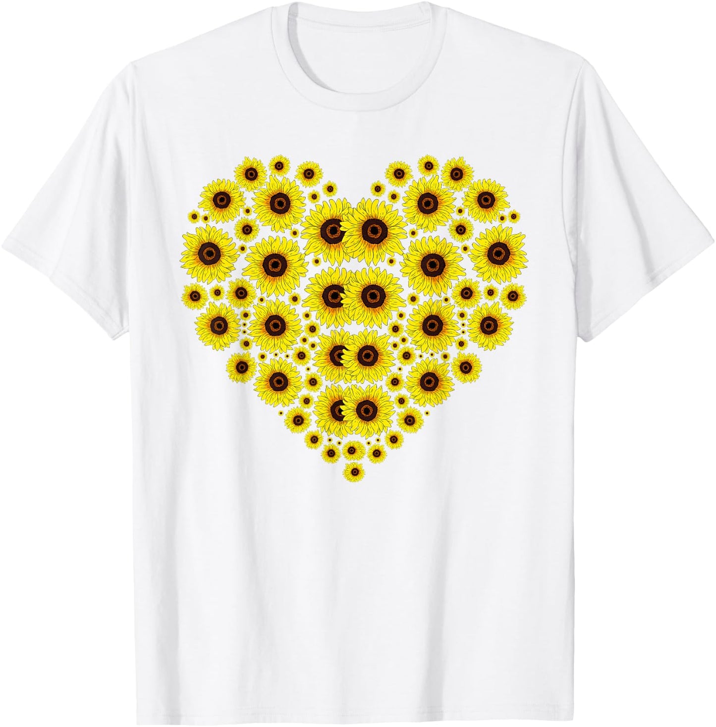 Hippie Sunflowers Blossoms Heart Nature Yellow Sunflower , White T-Shirt - T-Shirt | White