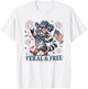 4th of July Feral and Free Patriotic Raccoon Cowboy T-Shirt - T-Shirt | White