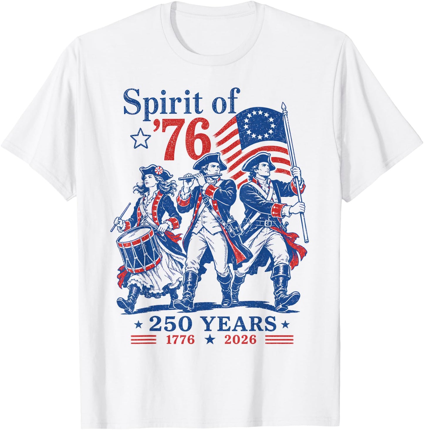 Spirit of 76 Vintage 4th of July T-Shirt - T-Shirt | White