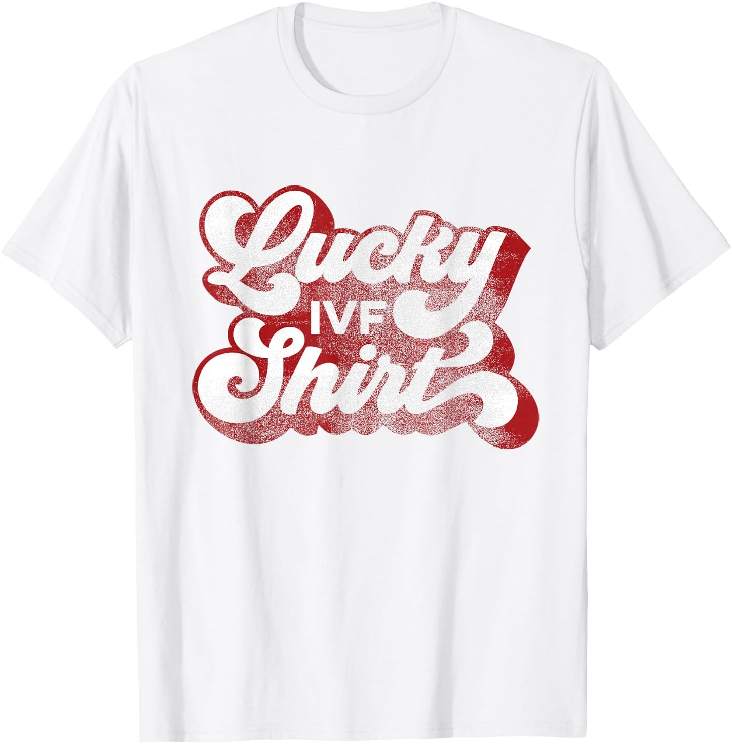 IVF - Lucky IVF Shirt - Distressed, Retro, Red T-Shirt - T-Shirt | White