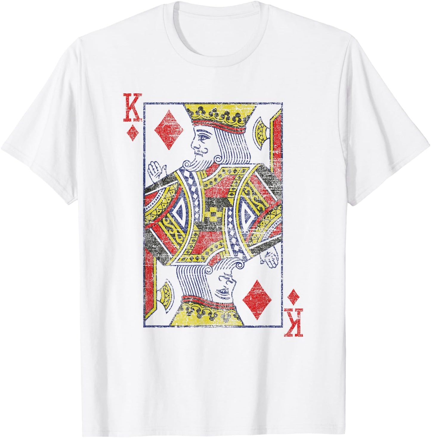King Of Diamonds Playing Card Costume Poker Distressed T-Shirt - T-Shirt | White