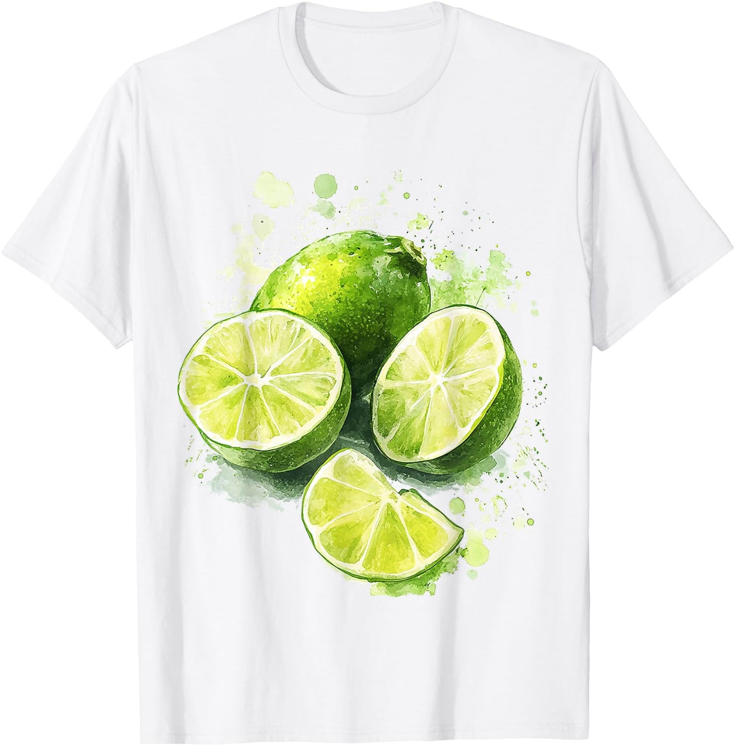 Lime Fruit Graphic Watercolor Art Lime , White T-Shirt - T-Shirt | White