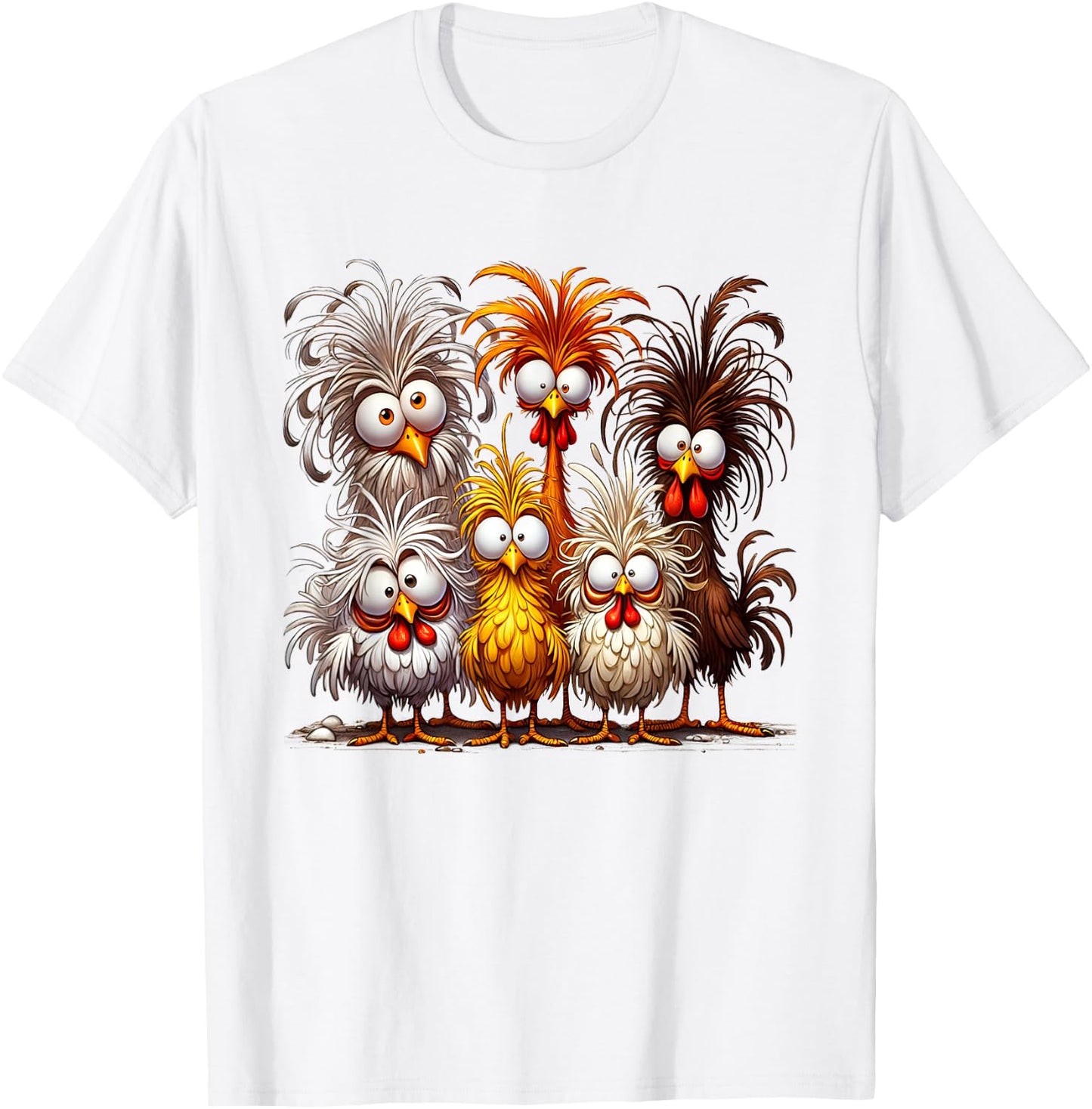 Funny Eagerly Quirky Chicken Art T-Shirt - T-Shirt | White