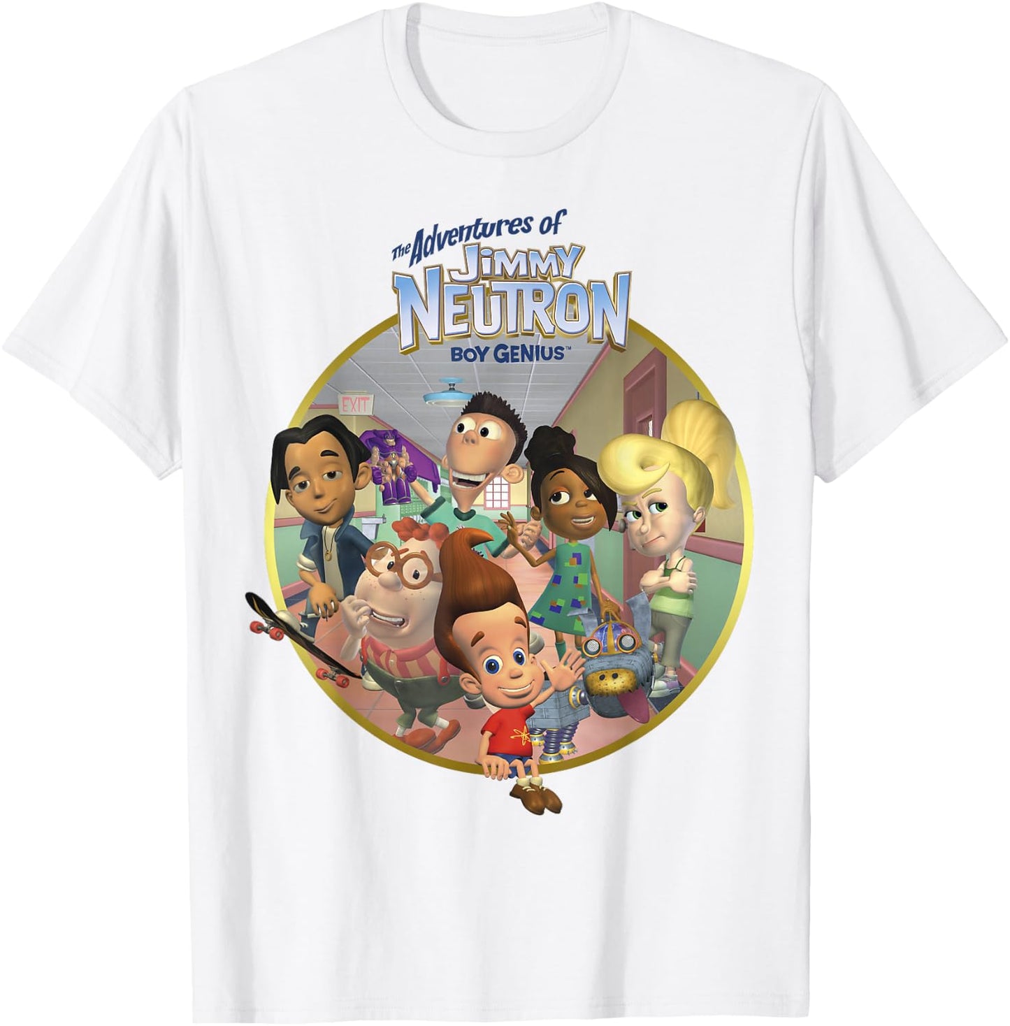 Nickelodeon Jimmy Neutron Friends in The Hallway T-Shirt - T-Shirt | White