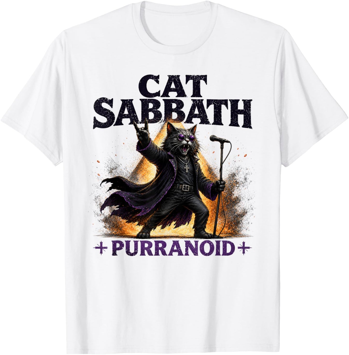 Cat Sabbath Purranoid - Funny Rock Cat T-Shirt - T-Shirt | White