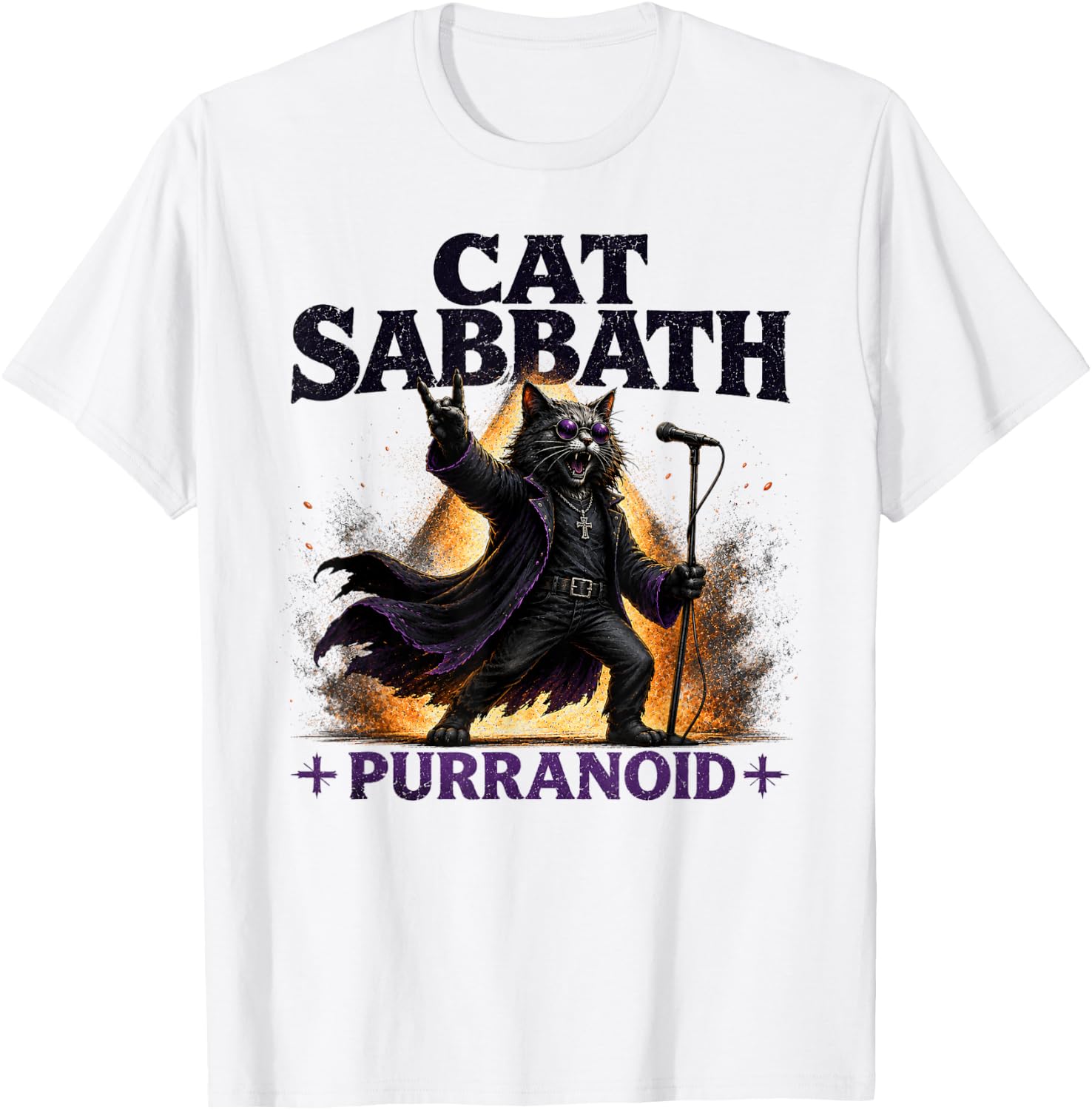Cat Sabbath Purranoid - Funny Rock Cat T-Shirt - T-Shirt | White