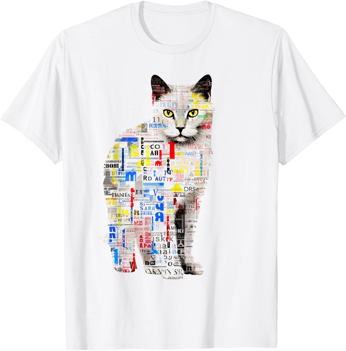 Chat Abstrait Graphique Texte Illustration Animal Chat T-Shirt - T-Shirt | White