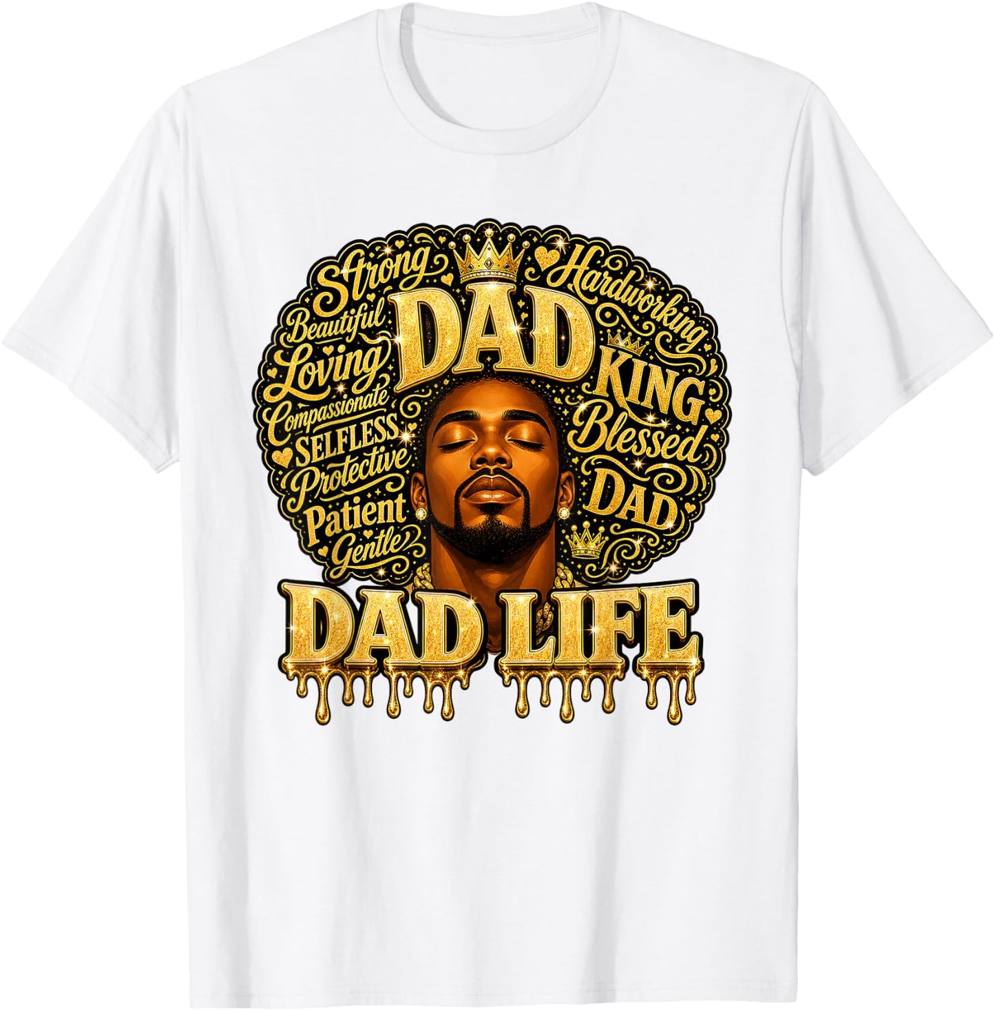Retro Black Dad Life African American Fathers Day Juneteenth T-Shirt - T-Shirt | White