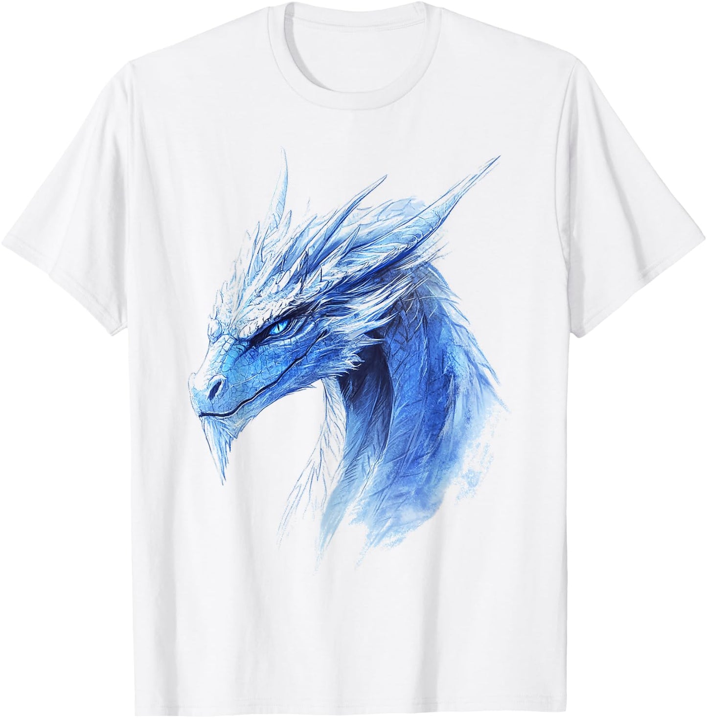 Ice Dragon Motif Mythical Illustration Ice Dragon T-Shirt - T-Shirt | White