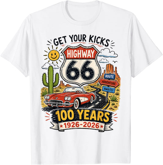 Vintage Highway 66 100 Year Centennial Anniversary Souvenir T-Shirt - T-Shirt | White