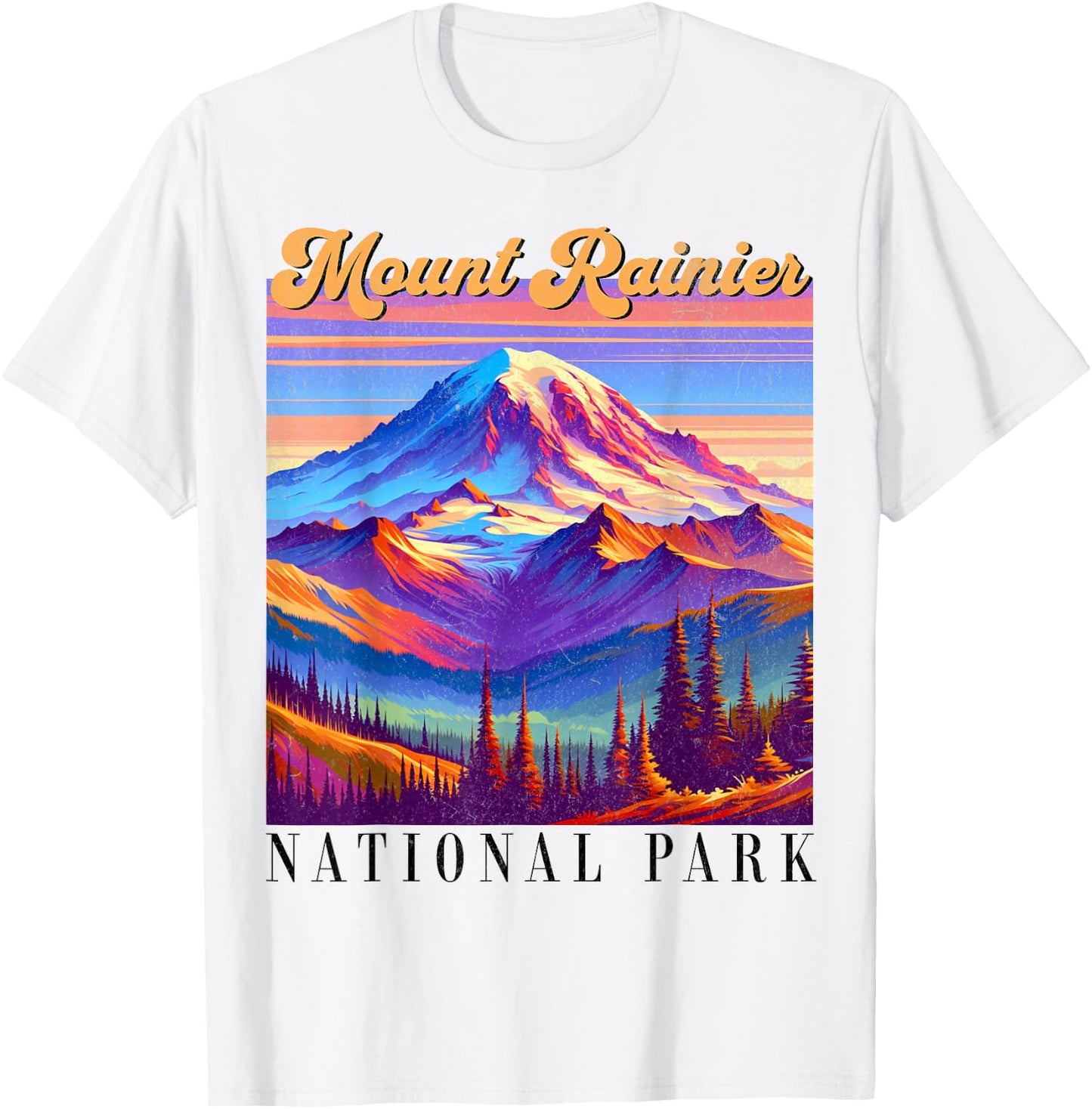 Mt. Rainier National Park Mountain Art Souvenir T-Shirt - T-Shirt | White