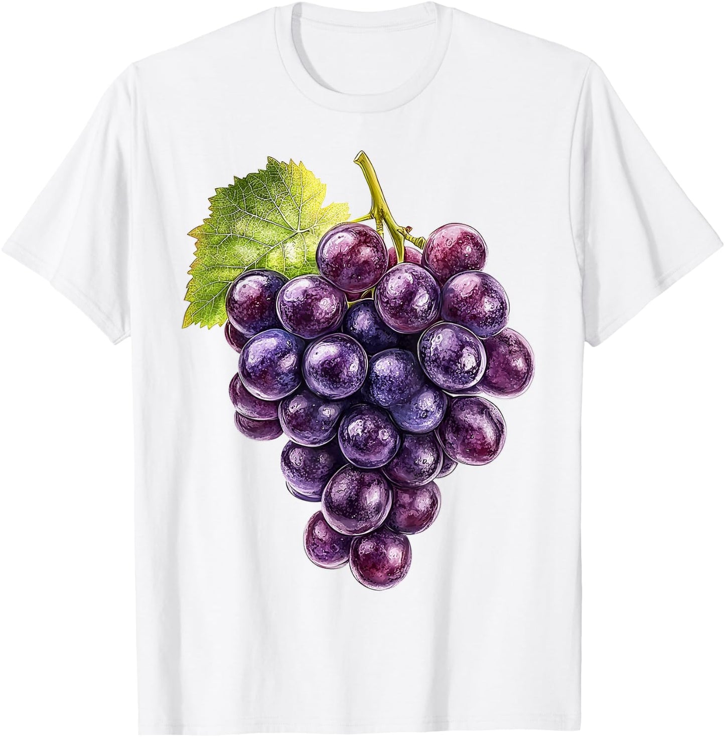 Grapes Fruit Motif Art Grapes T-Shirt - T-Shirt | White
