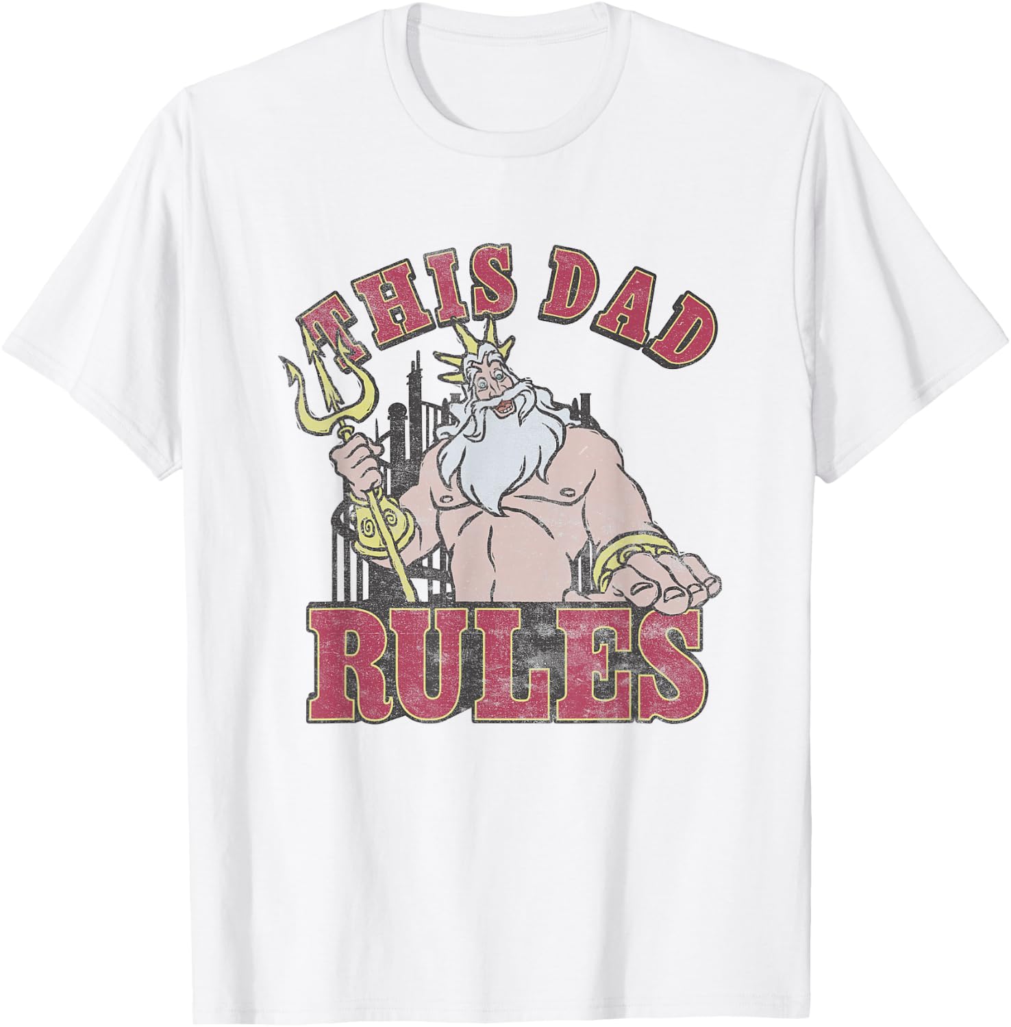 Disney The Little Mermaid Father's Day This Dad Rules Retro T-Shirt - T-Shirt | White