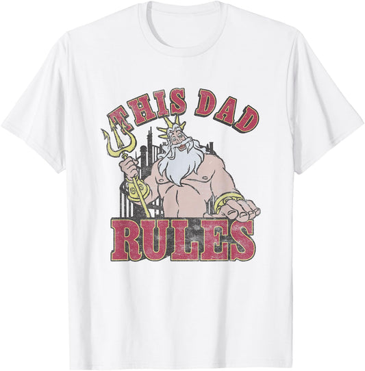 Disney The Little Mermaid Father's Day This Dad Rules Retro T-Shirt - T-Shirt | White
